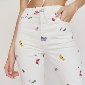 Embroidered Reformation White Pant/jeans